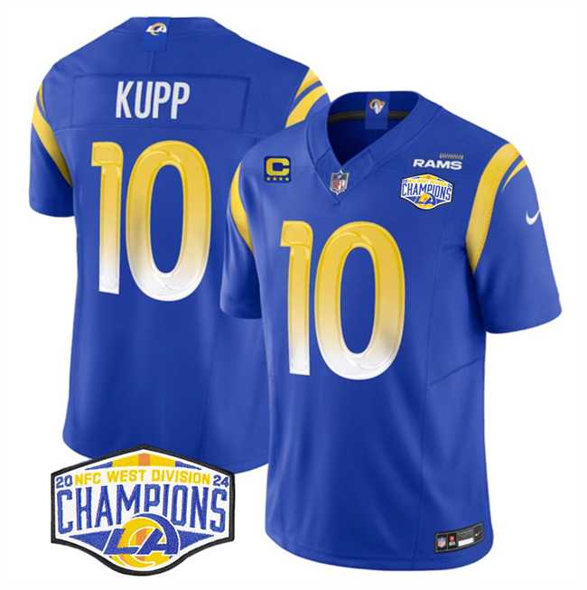 Mens Los Angeles Rams #10 Cooper Kupp Blue 2024 NFC West Champions With 4-Star C Patch F.U.S.E. Vapor Untouchable Stitched Jersey